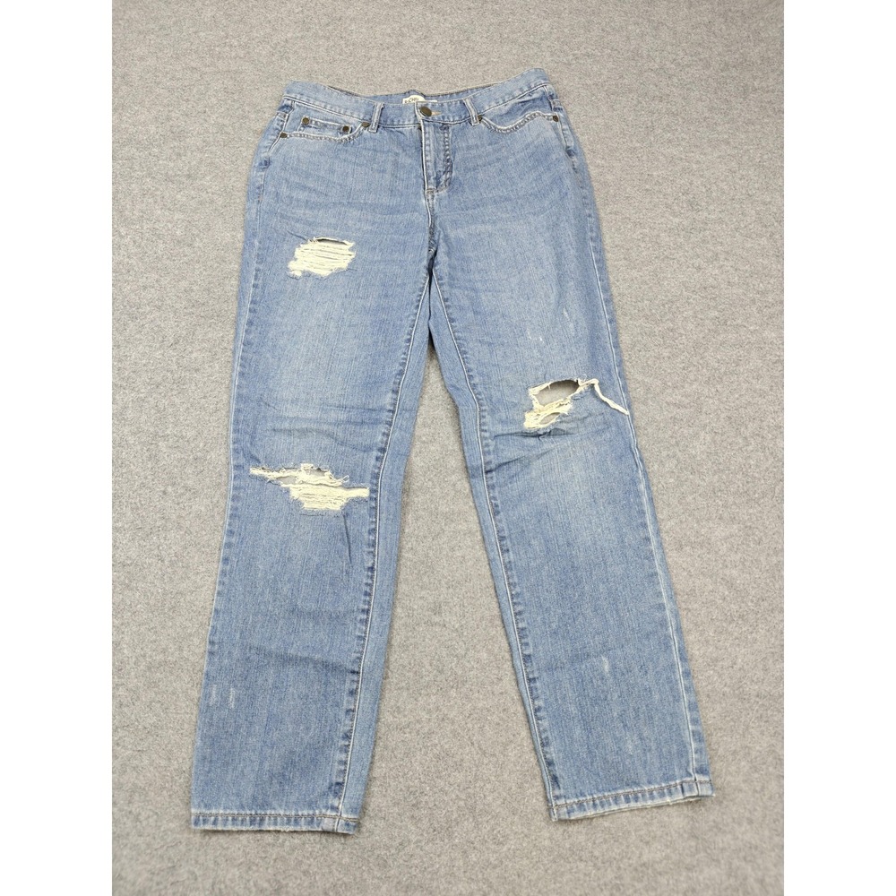 Rachel Hollis Straight Jeans Womens 4 Blue Light Wash Distressed Denim Cotton